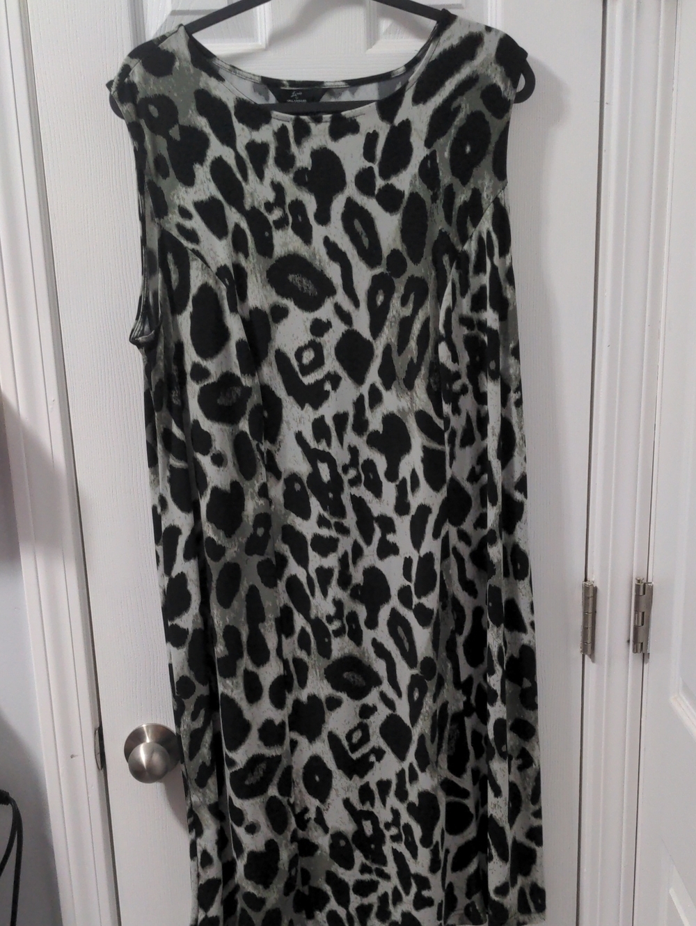 Vintage Animal Print Sleeveless Midi Dress - Black and Gray, Size 1x